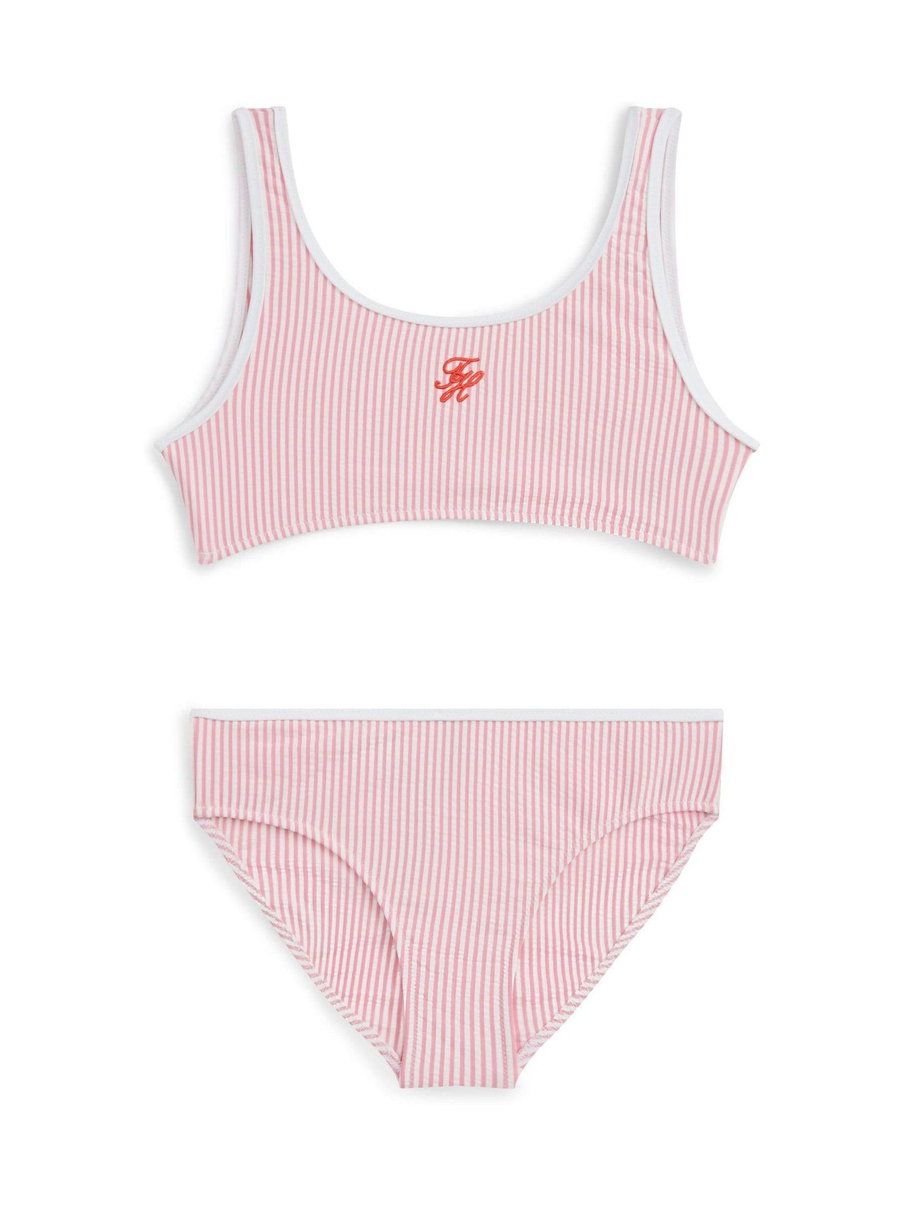 Tommy Hilfiger Pink Logo Embroidery Seersucker Bralette Bikini Set image 1