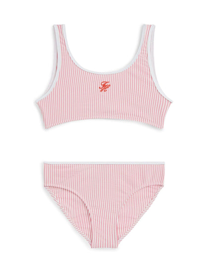 Tommy Hilfiger Pink Logo Embroidery Seersucker Bralette Bikini Set image 1