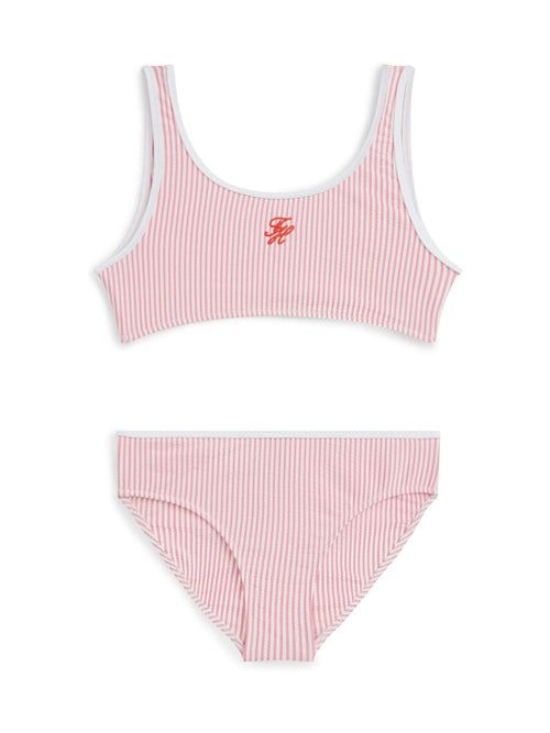 Tommy Hilfiger Pink Logo Embroidery Seersucker Bralette Bikini Set image 1