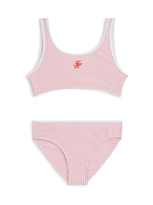 Tommy Hilfiger Pink Logo Embroidery Seersucker Bralette Bikini Set image 1