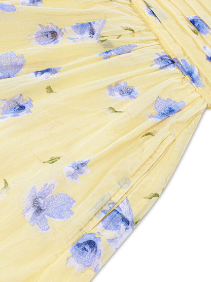 Abercrombie & Fitch Yellow Emerson Gauze Puff Sleeve Dress image 3