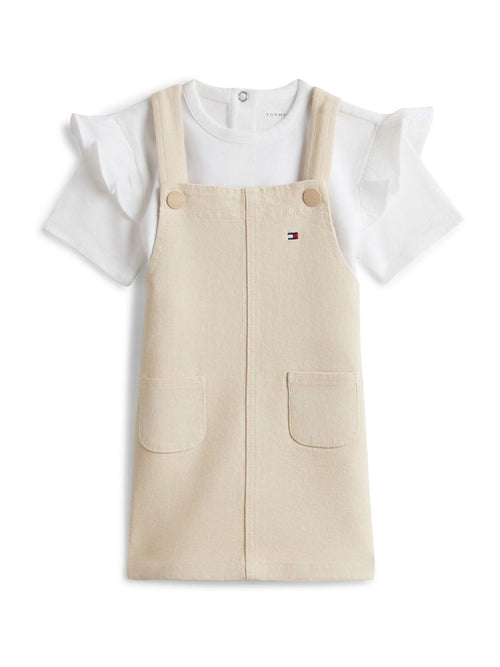 Tommy Hilfiger Natural Essential Dungaree Dress And T-Shirt Set image 1