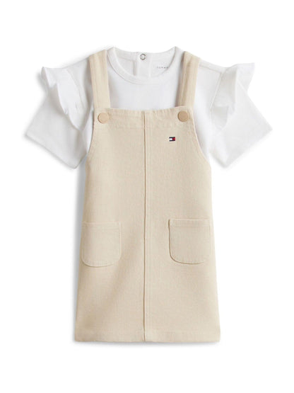 Tommy Hilfiger Natural Essential Dungaree Dress And T-Shirt Set image 1