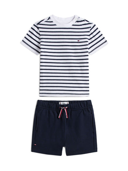 Tommy Hilfiger Blue Essential Stripe T-Shirt And Shorts Set image 1