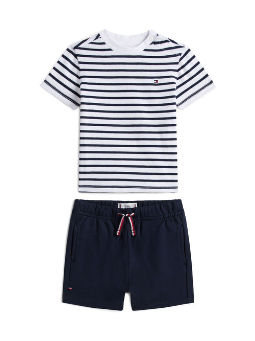 Tommy Hilfiger Blue Essential Stripe T-Shirt And Shorts Set image 1