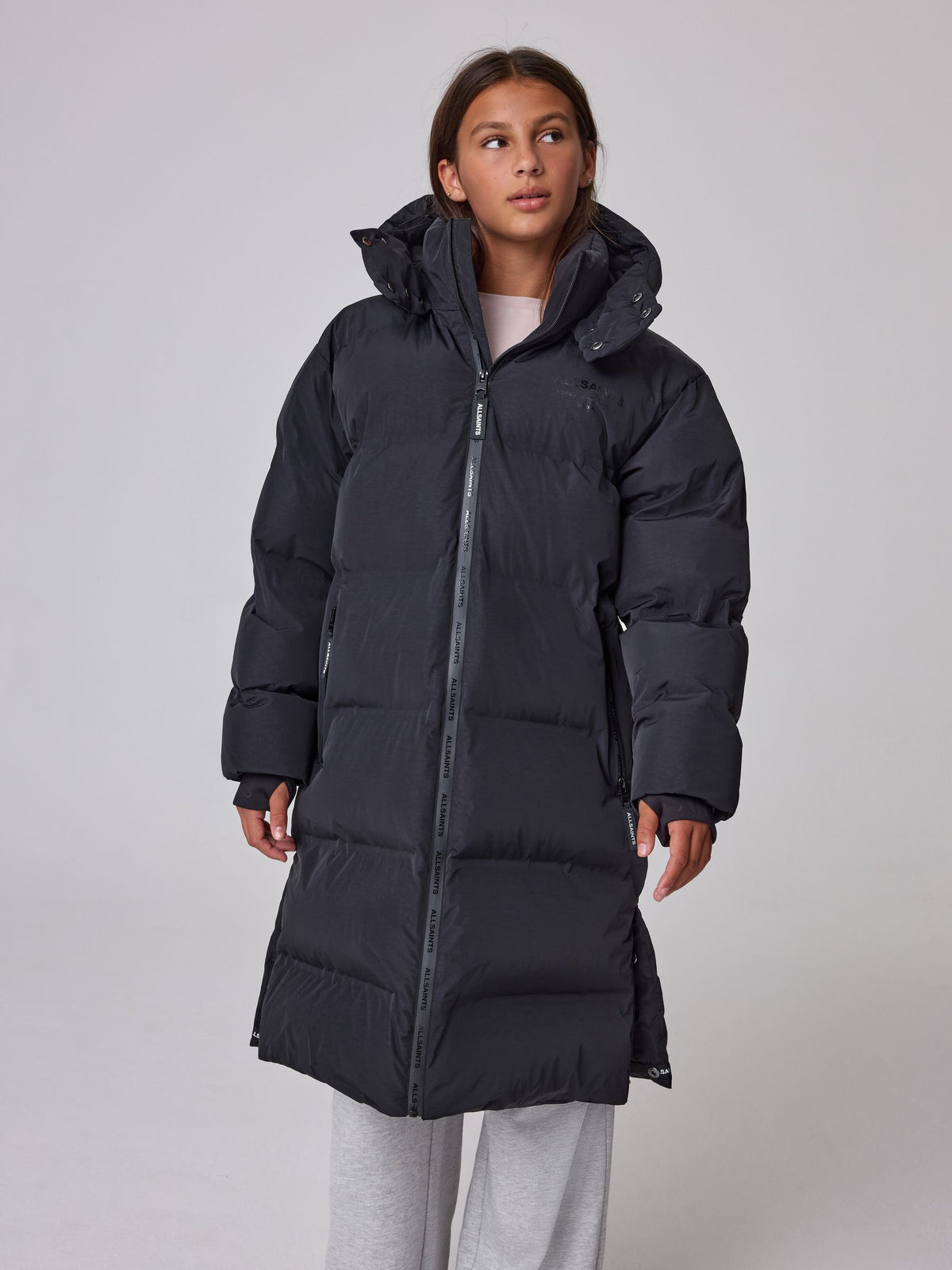 smALLSAINTS Black Longline Underground Logo Padded Coat - image 1