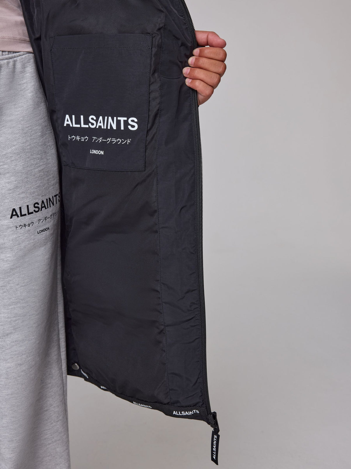 smALLSAINTS Black Longline Underground Logo Padded Coat - image 7