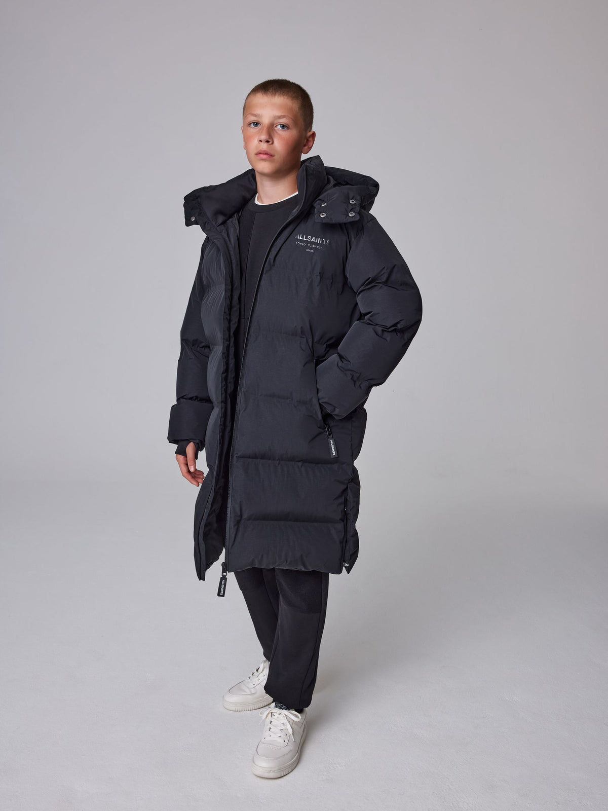 smALLSAINTS Black Longline Underground Logo Padded Coat - image 3