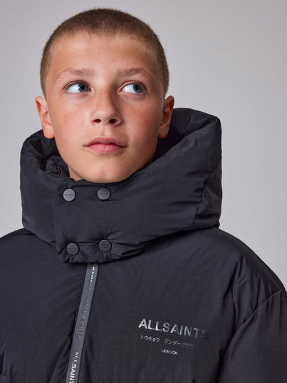 smALLSAINTS Black Longline Underground Logo Padded Coat - image 4