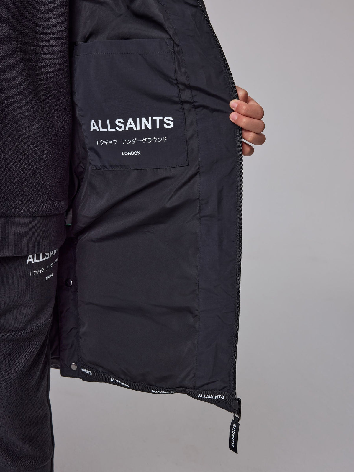 smALLSAINTS Black Longline Underground Logo Padded Coat - image 7