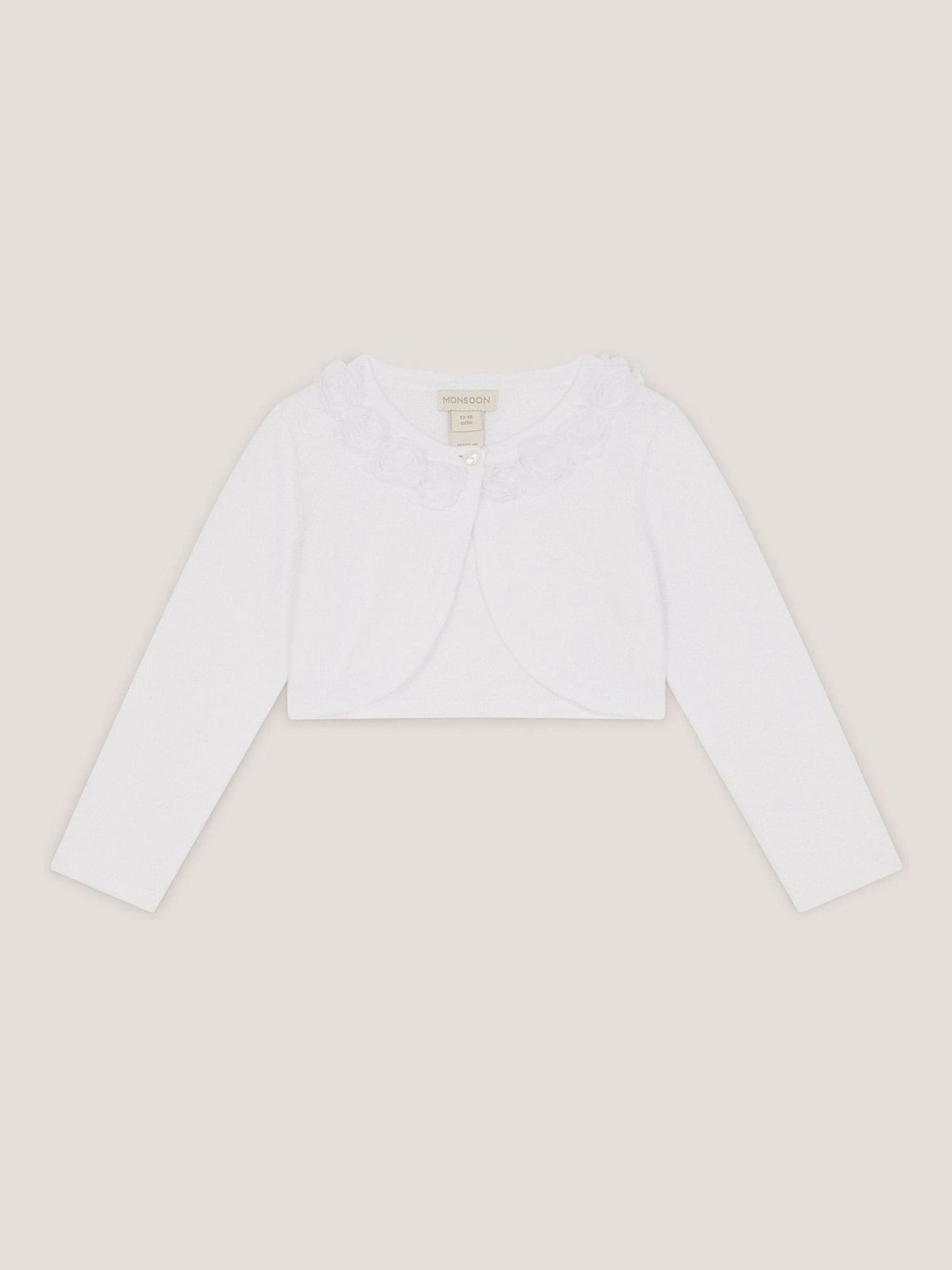 Monsoon White Baby Ottilie Appliqué Rose Cardigan image 1