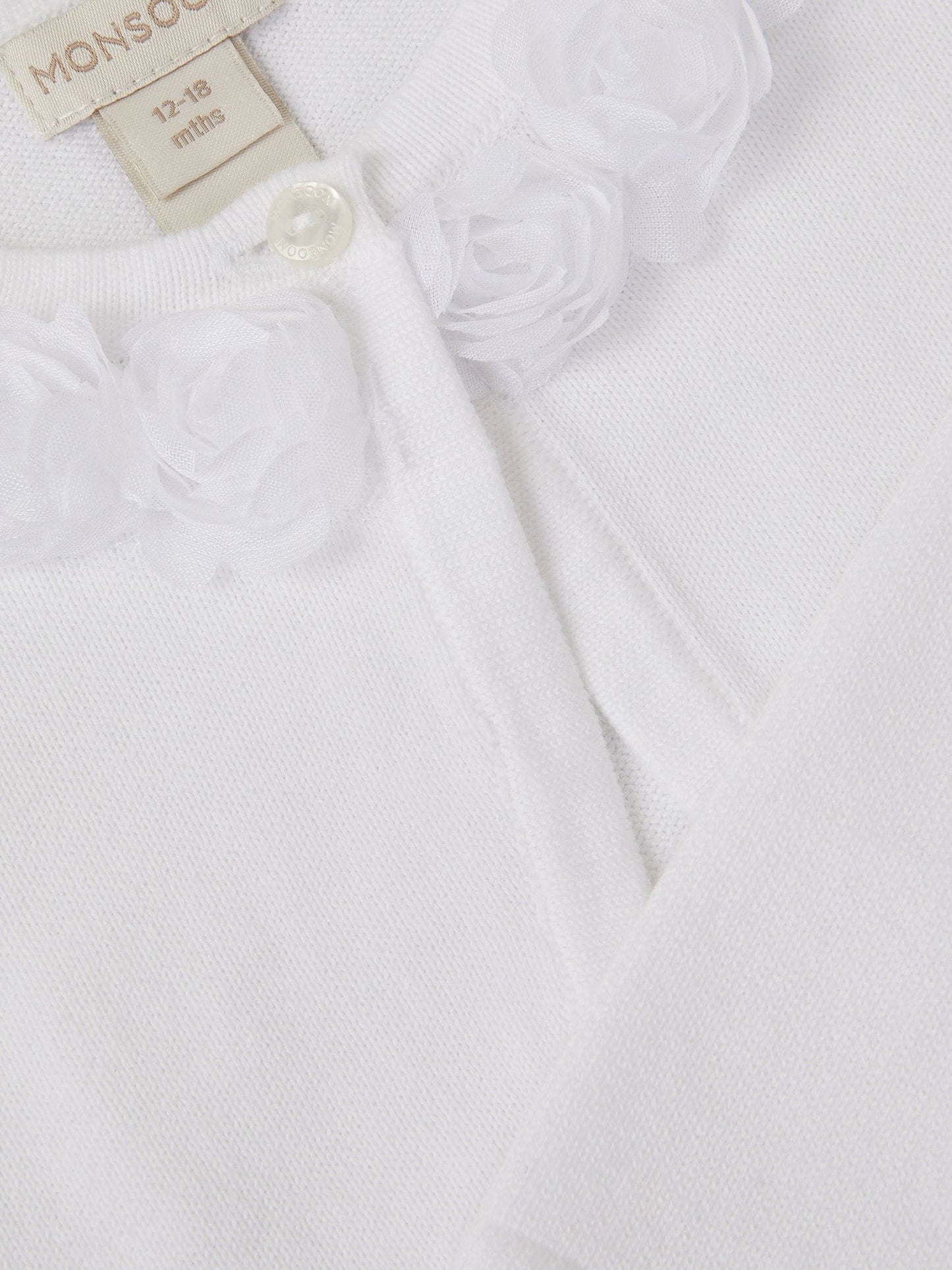 Monsoon White Baby Ottilie Appliqué Rose Cardigan image 3