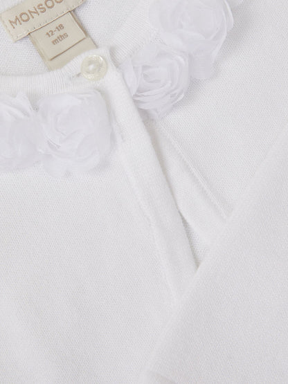 Monsoon White Baby Ottilie Appliqué Rose Cardigan image 3