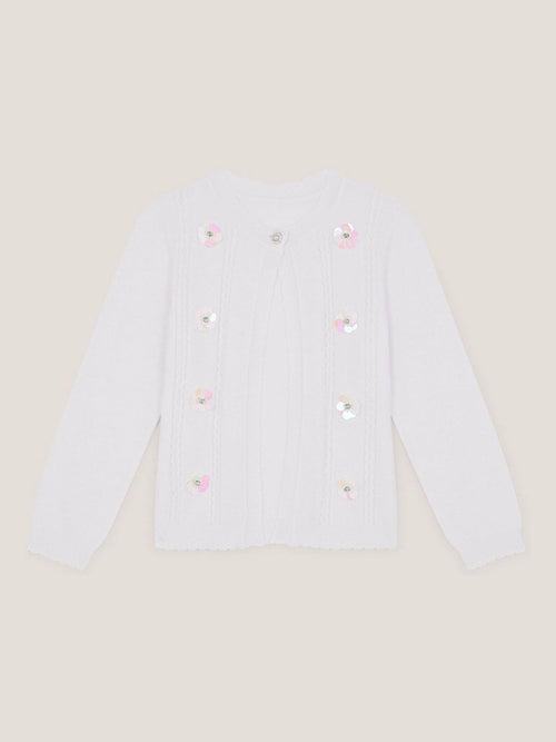 Monsoon White Sparkle Cable Knit Cardigan image 1