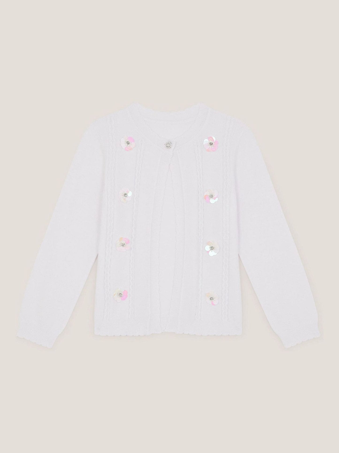 Monsoon White Sparkle Cable Knit Cardigan image 1