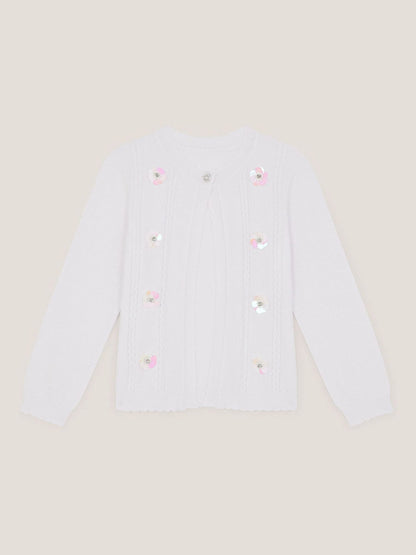 Monsoon White Sparkle Cable Knit Cardigan image 1