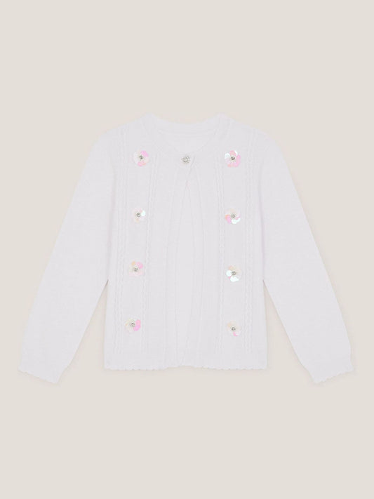 Monsoon White Sparkle Cable Knit Cardigan image 1
