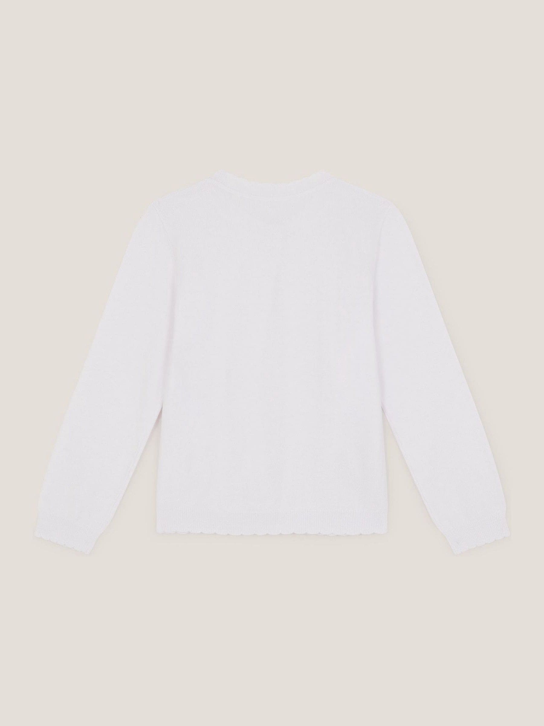 Monsoon White Sparkle Cable Knit Cardigan image 2