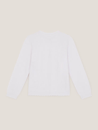 Monsoon White Sparkle Cable Knit Cardigan image 2