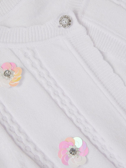 Monsoon White Sparkle Cable Knit Cardigan image 3