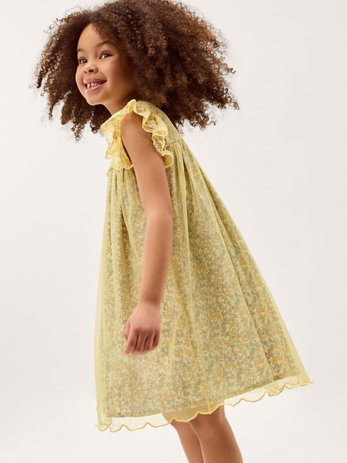 Monsoon Yellow Darcie Ditsy Floral Mesh Dress image 1