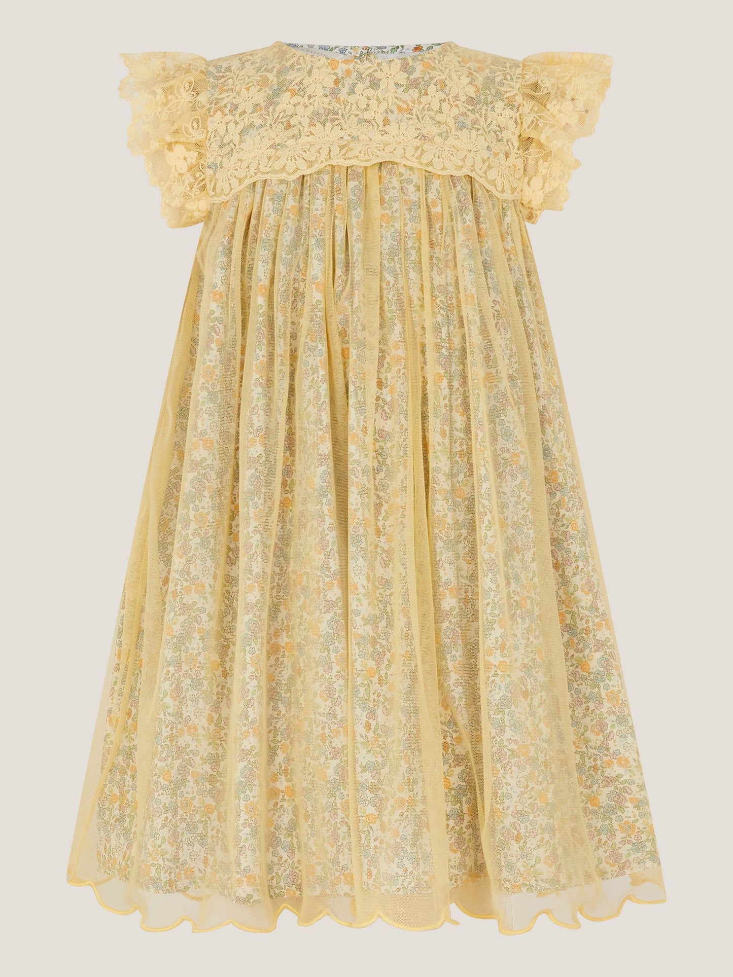 Monsoon Yellow Darcie Ditsy Floral Mesh Dress image 2