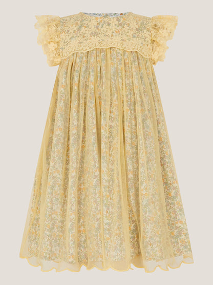 Monsoon Yellow Darcie Ditsy Floral Mesh Dress image 2
