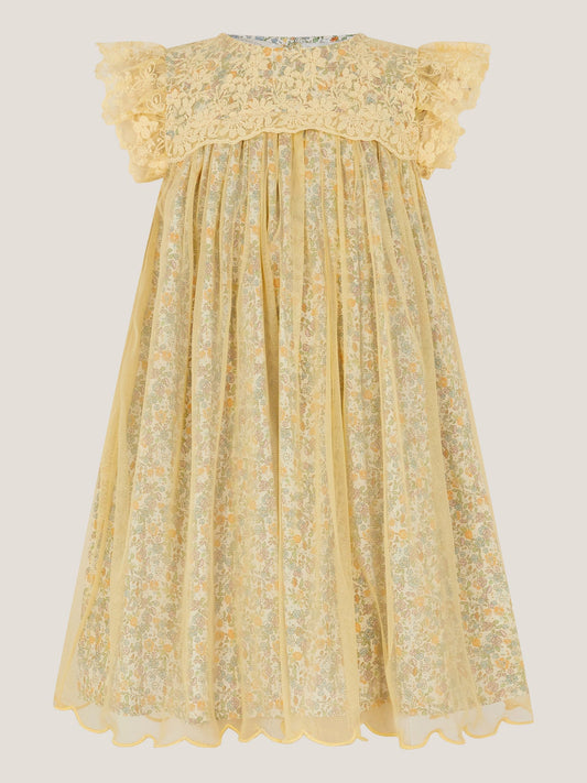 Monsoon Yellow Darcie Ditsy Floral Mesh Dress image 2