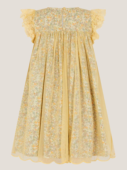 Monsoon Yellow Darcie Ditsy Floral Mesh Dress image 3