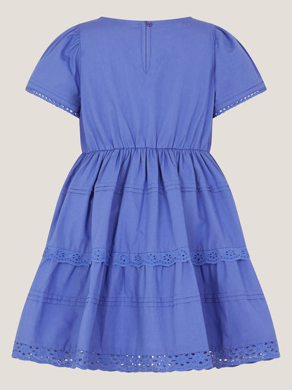 Monsoon Blue Broderie Tiered Dress image 3