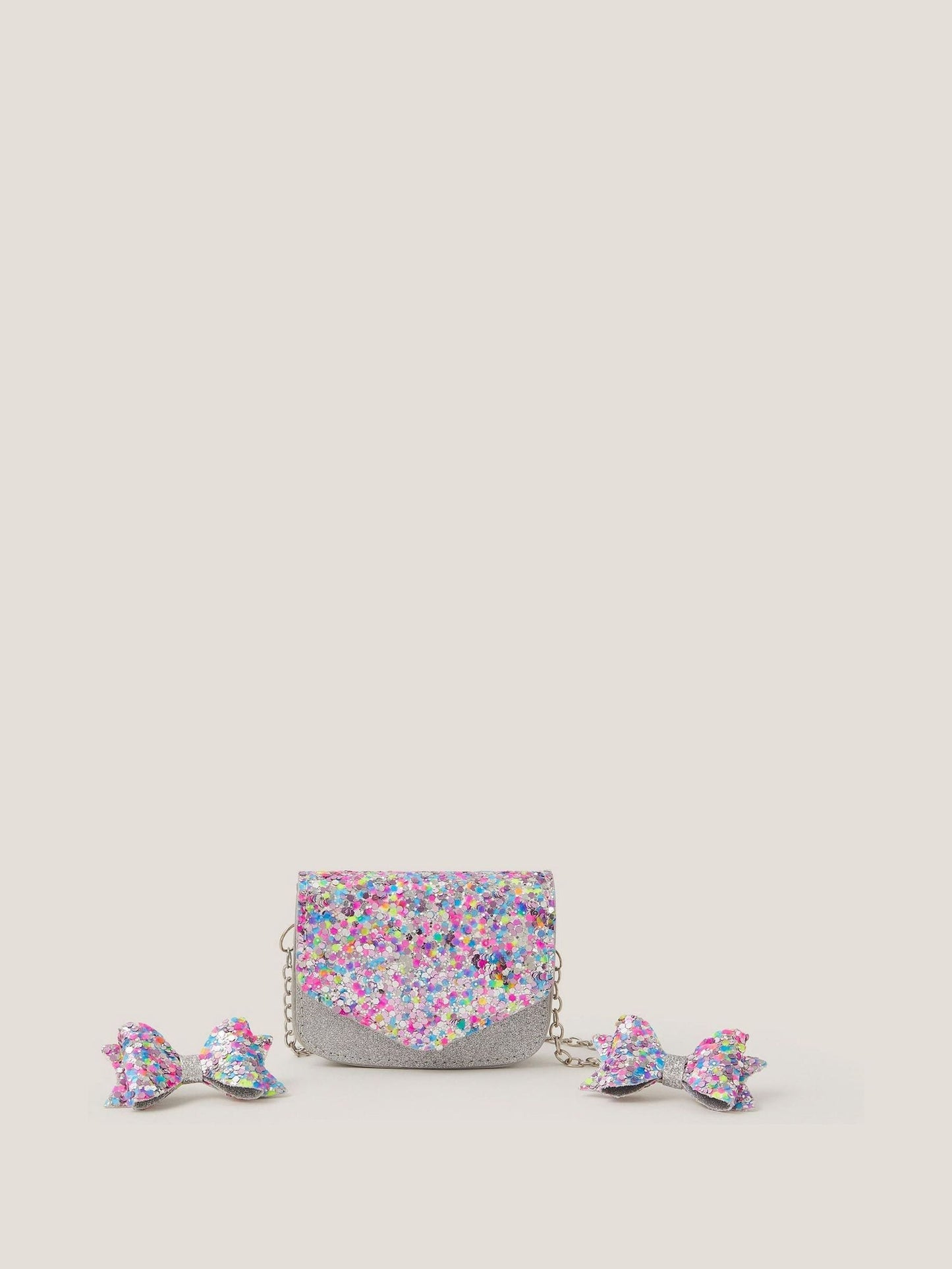 Monsoon Purple Confetti Glitter Bag & Hair Clips Set image 1