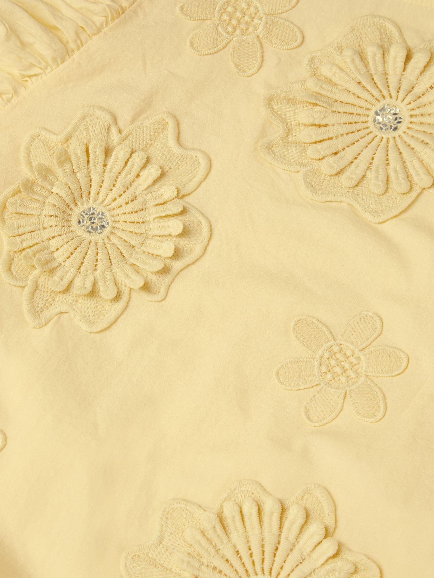 Monsoon Yellow Appliqué Flower Ruffle Dress image 4