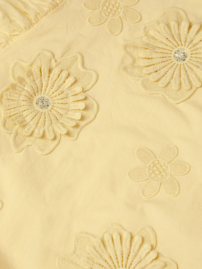 Monsoon Yellow Appliqué Flower Ruffle Dress image 4
