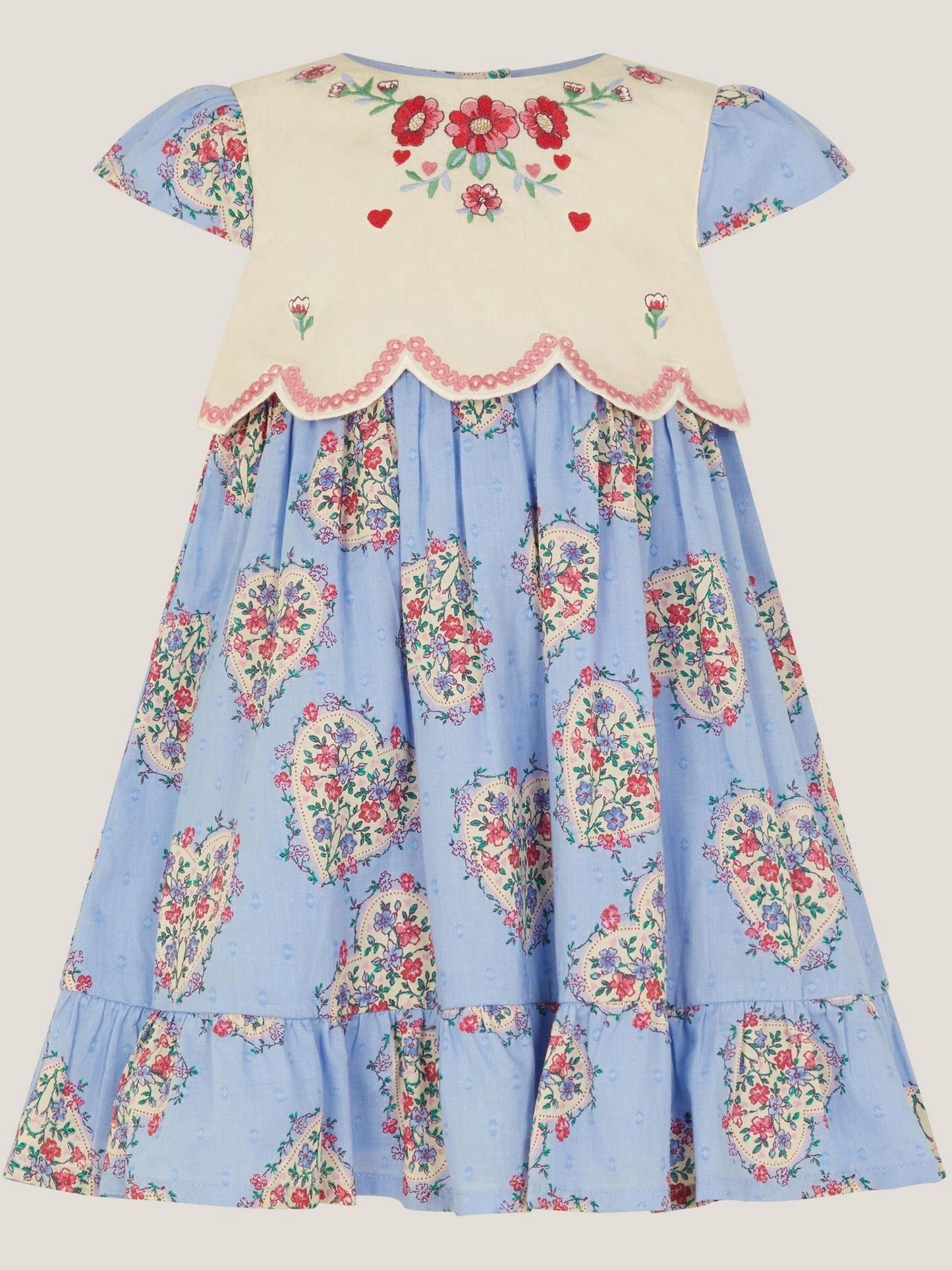 Monsoon Blue Baby Heart Print Embroidered Panel Dress image 1