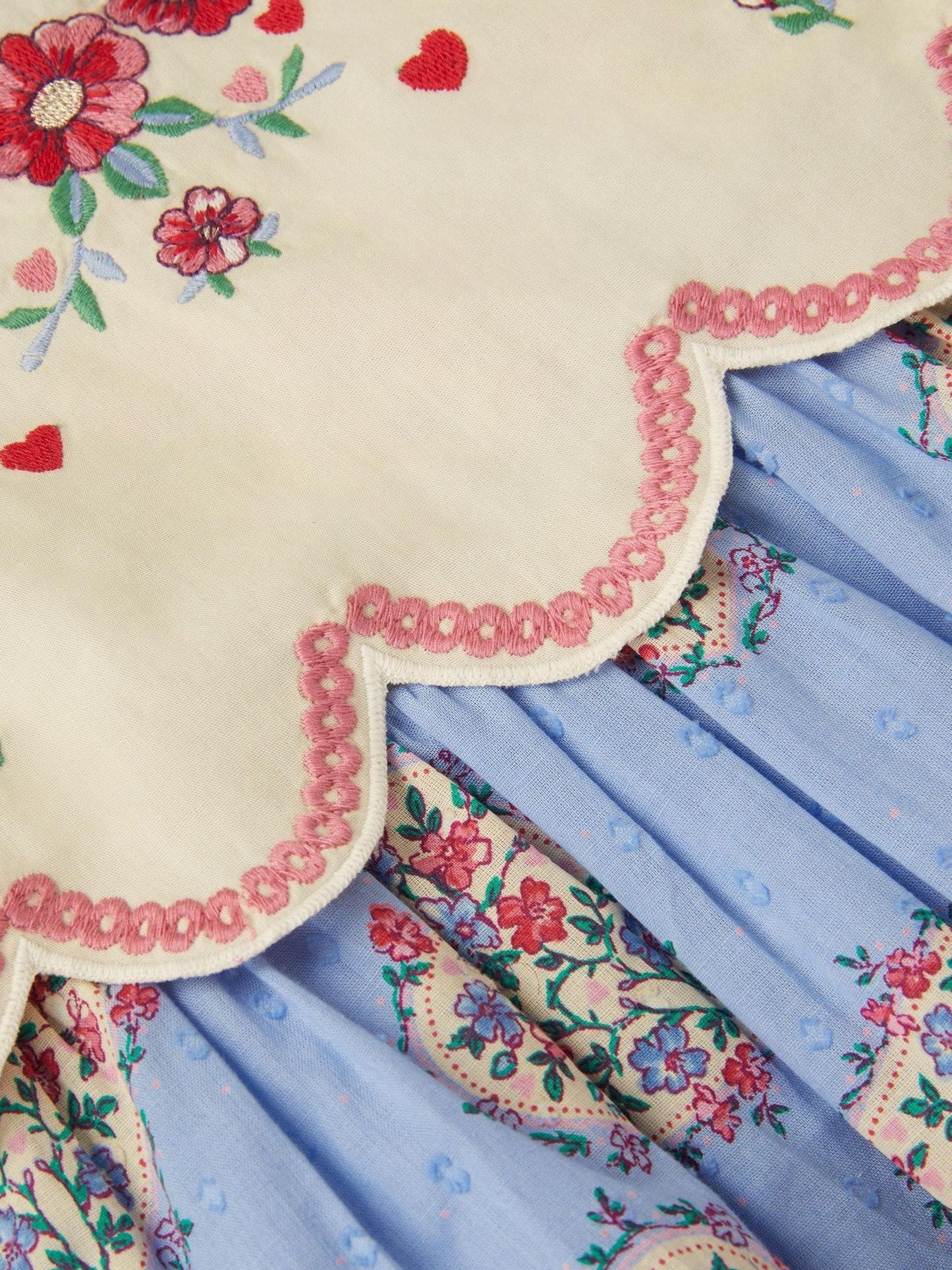 Monsoon Blue Baby Heart Print Embroidered Panel Dress image 3