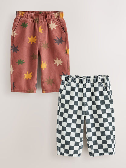 Multi Pull On Wide Leg Trousers 2 Pack (3mths-7yrs) - image 1