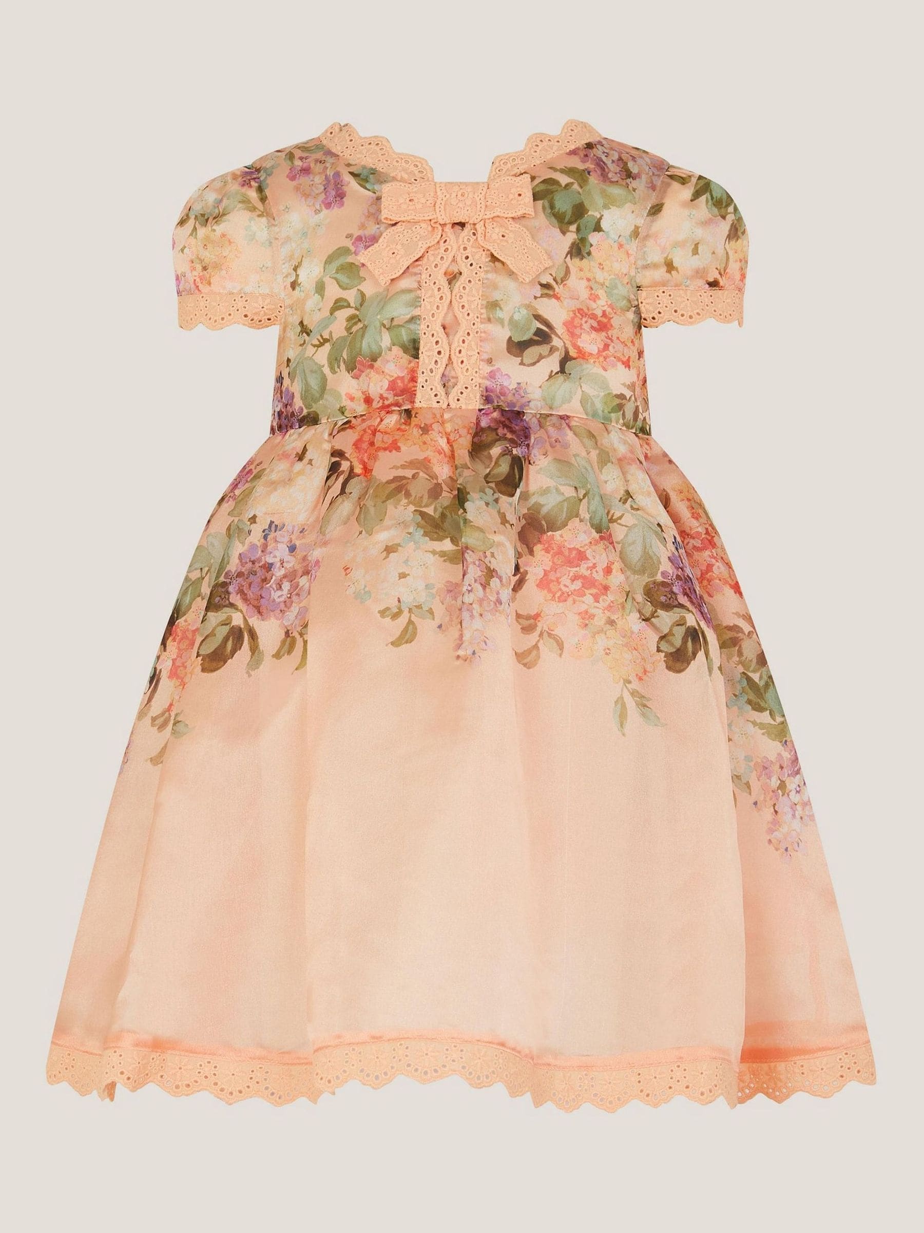 Monsoon Orange Baby Alma Floral Print Lace Dress image 2