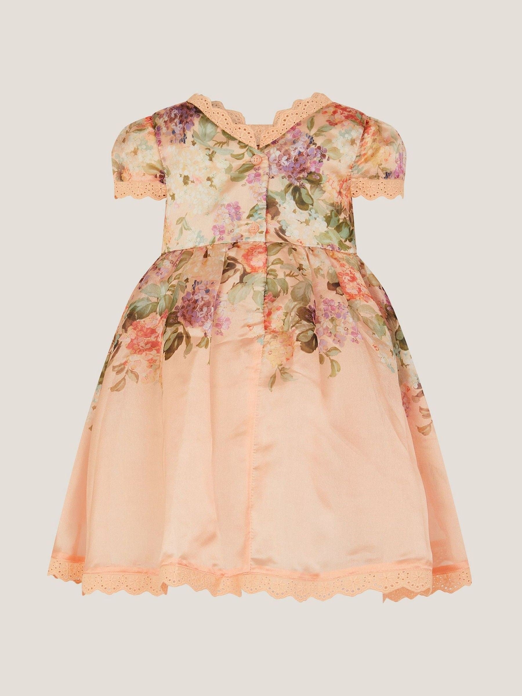 Monsoon Orange Baby Alma Floral Print Lace Dress image 3