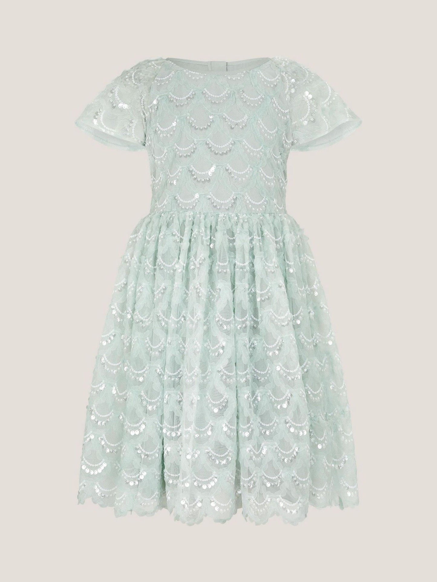 Monsoon Green Carly Sparkle Scallop Ruffle Party Dress image 2