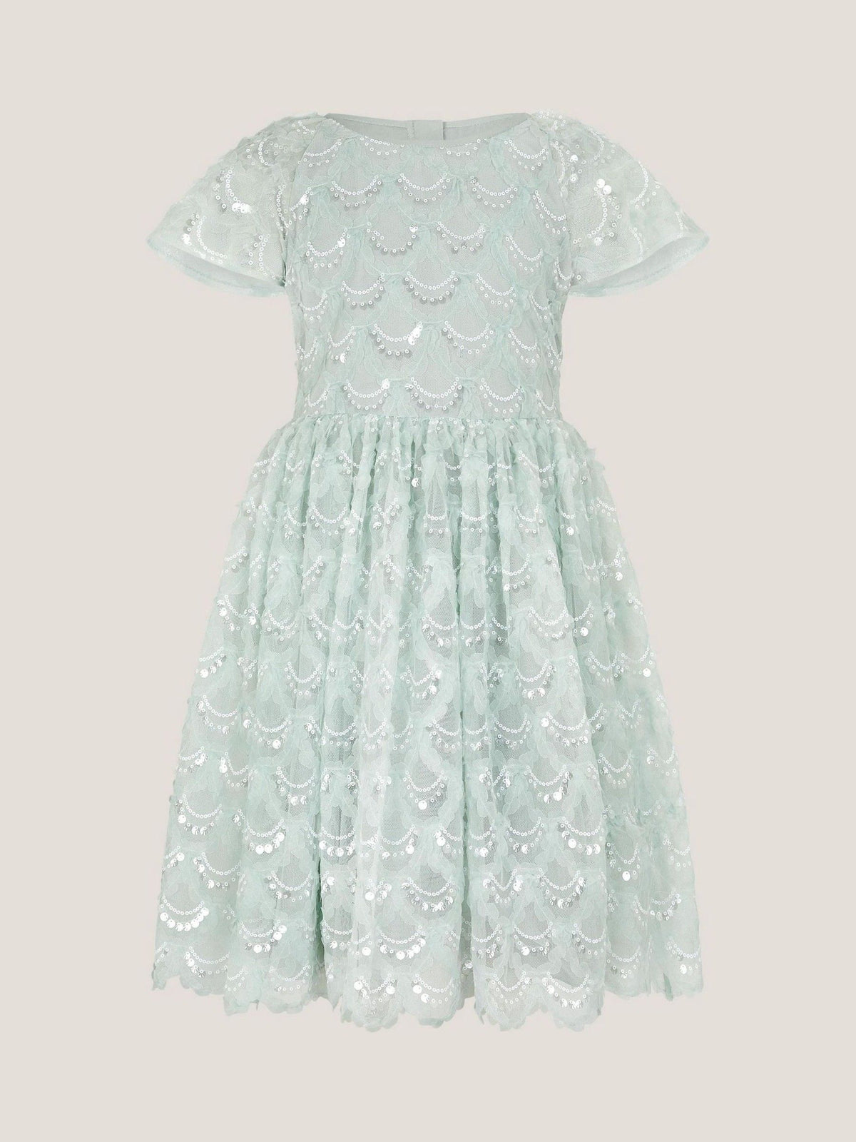 Monsoon Green Carly Sparkle Scallop Ruffle Party Dress image 2
