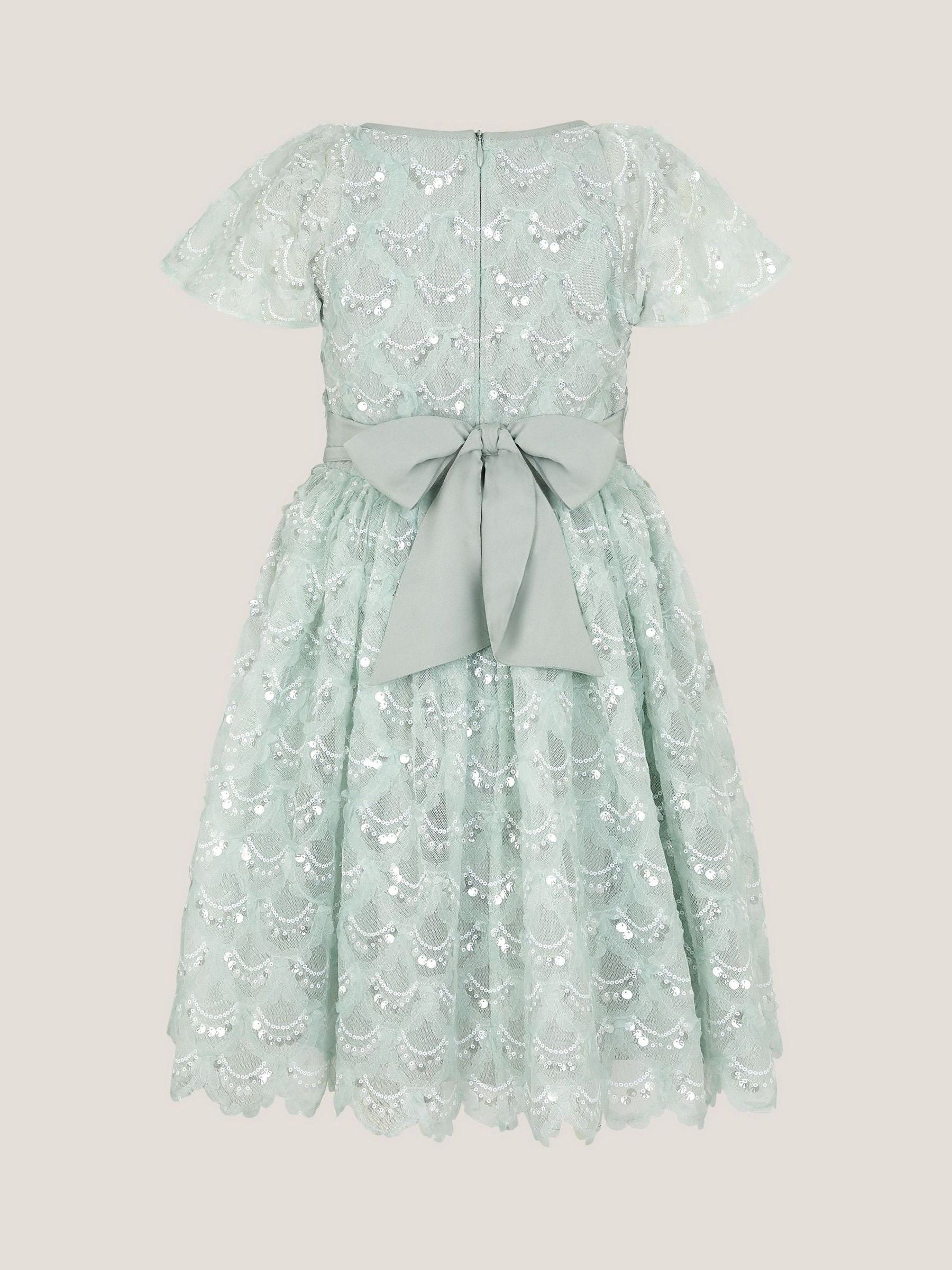 Monsoon Green Carly Sparkle Scallop Ruffle Party Dress image 3