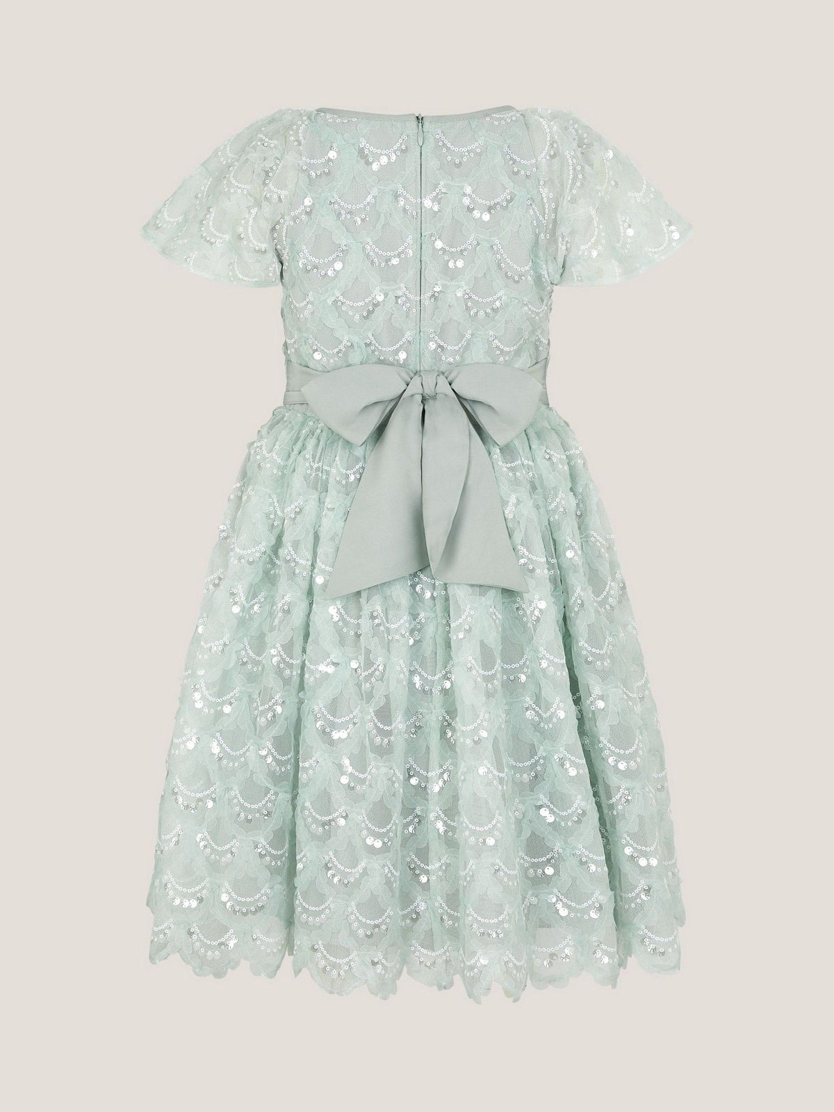 Monsoon Green Carly Sparkle Scallop Ruffle Party Dress image 3