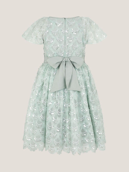 Monsoon Green Carly Sparkle Scallop Ruffle Party Dress image 3