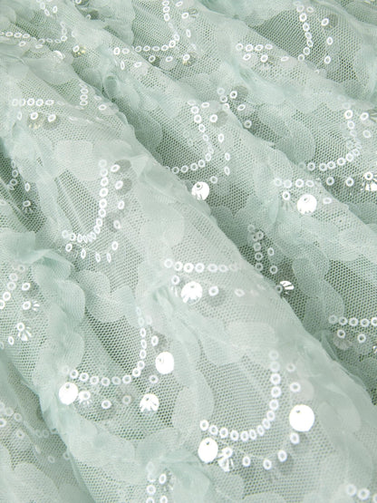 Monsoon Green Carly Sparkle Scallop Ruffle Party Dress image 4