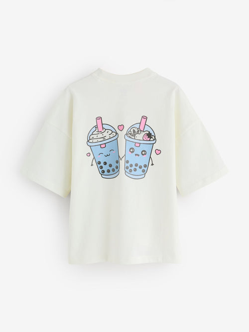 Dsiney Kidz - adidas Originals White Bubble Tea Graphic T-Shirt image 1