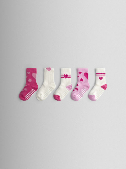 JoJo Maman Bébé Pink 5-Pack Heart Socks image 1