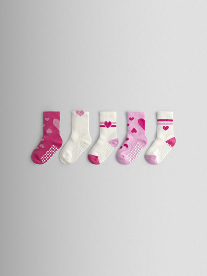 JoJo Maman Bébé Pink 5-Pack Heart Socks image 1