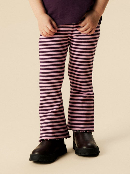 Name It Purple Striped Ribbed Flare Leggings image 1