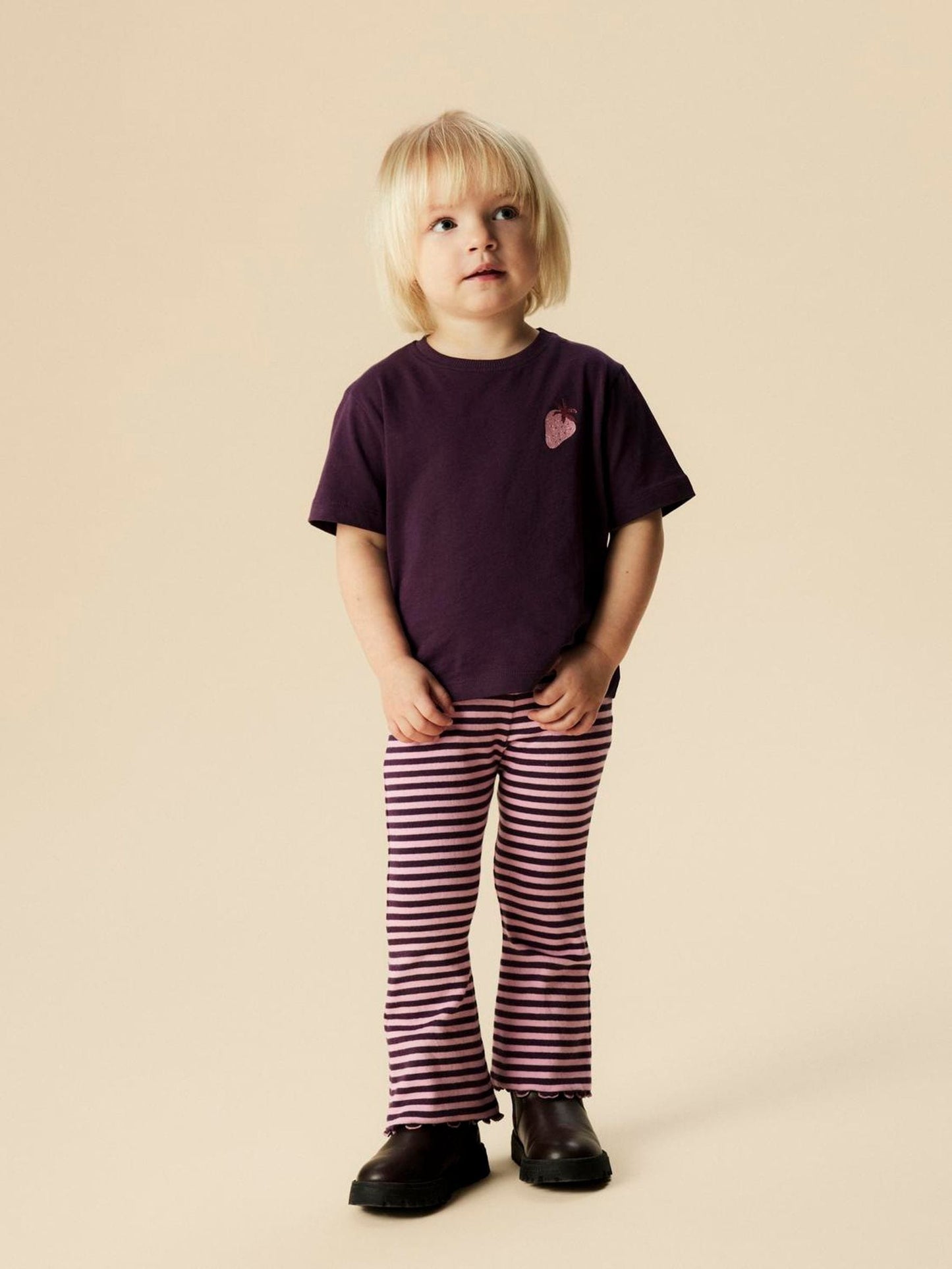 Name It Purple Striped Ribbed Flare Leggings image 2