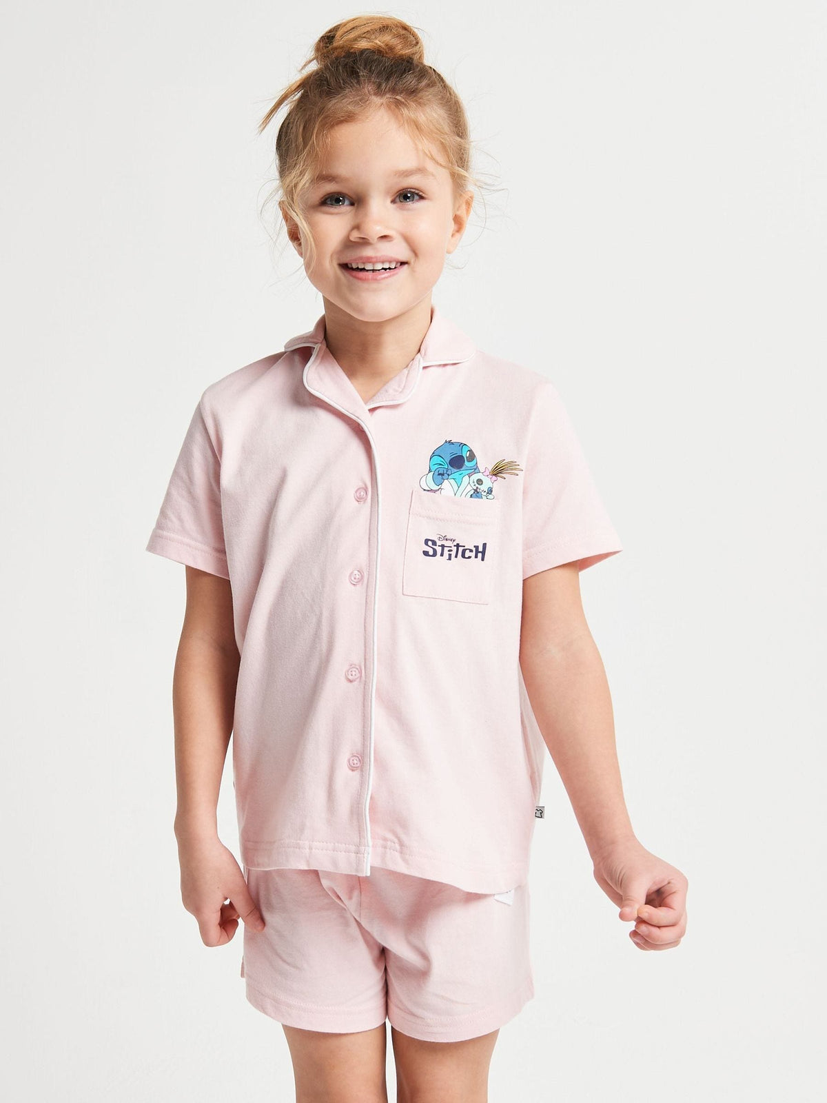 Brand Threads Pink Lilo & Stitch Short Pyjamas Set - image 1